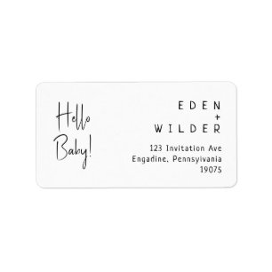 Simple Modern Hello Baby UAWG Rücksendeadresse Adressaufkleber