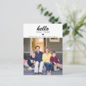 Simple Modern Hello Happy New Year Heart Foto Postkarte (Stehend Vorderseite)