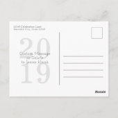 Simple Modern Hello Happy New Year Heart Foto Postkarte (Rückseite)