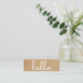 Simple Modern Hello Rustic Kraft Mini Visitenkarte (Stehend Vorderseite)