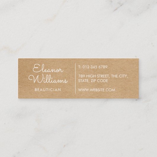 Simple Modern Hello Rustic Kraft Mini Visitenkarte (Rückseite)