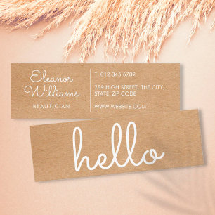 Simple Modern Hello Rustic Kraft Mini Visitenkarte