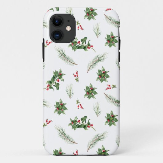 Simple Modern Holly Berry Weihnachtsmuster Case-Mate iPhone Hülle (Rückseite)