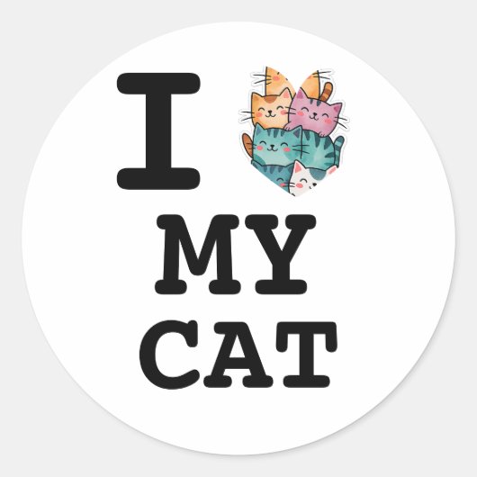 Simple Modern "I Love My Cat" Portrait Sticker (Vorderseite)
