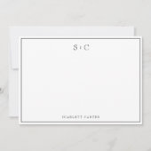 Simple Modern Initials Border Stationery Note Card Mitteilungskarte (Vorderseite)