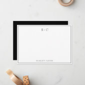 Simple Modern Initials Border Stationery Note Card Mitteilungskarte (Vorderseite/Rückseite Beispiel)