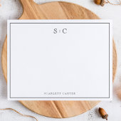 Simple Modern Initials Border Stationery Note Card Mitteilungskarte