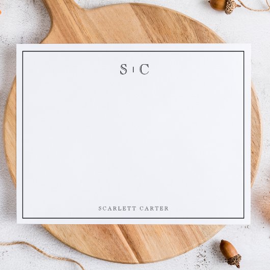 Simple Modern Initials Border Stationery Note Card Mitteilungskarte