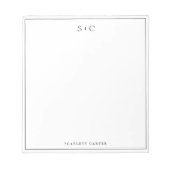 Simple Modern Initials Border Stationery Notizblock (Vorderseite)