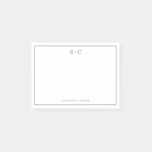 Simple Modern Initials Border Stationery Post-it Klebezettel (Vorderseite)