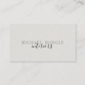 Simple Modern Interior Designer Script Faux Linen Visitenkarte (Vorderseite)