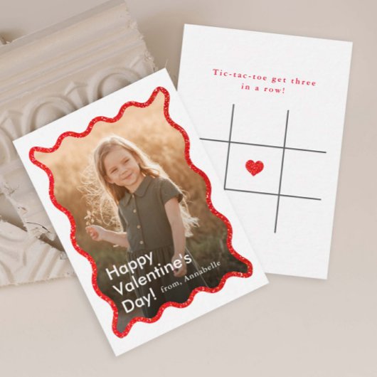 Simple Modern Kids Photo Classroom Valentine's Mitteilungskarte