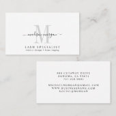 Simple Modern Lash Specialist Script Monogram Visitenkarte (Vorne/Hinten)