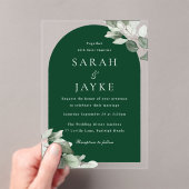 Simple Modern Leaf Emerald Green Wedding Acryleinladungen (Insitu (Handheld))