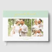 Simple Modern Light Olive Handwritten Script Photo Gästebuch (Vorderseite)