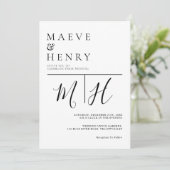 Simple Modern Line Monogram Wedding Einladung (Stehend Vorderseite)