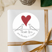Simple Modern Love Birds Red Heart Vielen Dank Runder Aufkleber