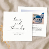 Simple Modern Love & Thanks Photo Wedding Square Dankeskarte