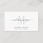 Simple Modern Makeup Artist Script Monogram Visitenkarte (Vorderseite)