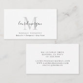 Simple Modern Massage Therapist Script Monogram Visitenkarte (Vorne/Hinten)