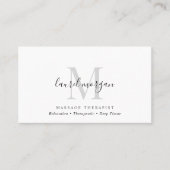 Simple Modern Massage Therapist Script Monogram Visitenkarte (Vorderseite)