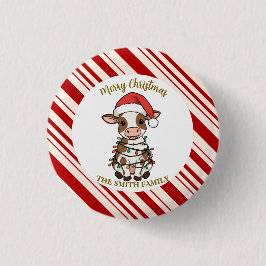 Simple modern merry christmas calf Cow OX pattern Button