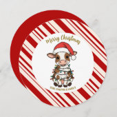 Simple modern merry christmas calf Cow OX pattern Einladung (Vorne/Hinten)