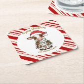 Simple modern merry christmas calf Cow OX pattern Rechteckiger Pappuntersetzer (angewinkelt)