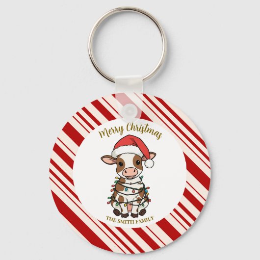 Simple modern merry christmas calf Cow OX pattern Schlüsselanhänger (Vorderseite)