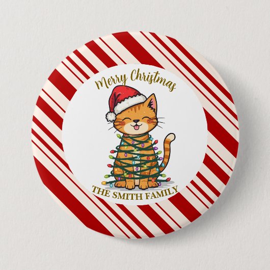 Simple modern merry christmas kitten CatMAS patter Button (Vorderseite)