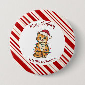 Simple modern merry christmas kitten CatMAS patter Button (Vorderseite)