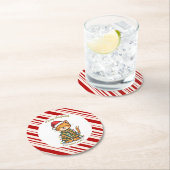 Simple modern merry christmas kitten CatMAS patter Runder Pappuntersetzer (Vor Ort)