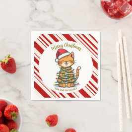 Simple modern merry christmas kitten CatMAS patter Serviette