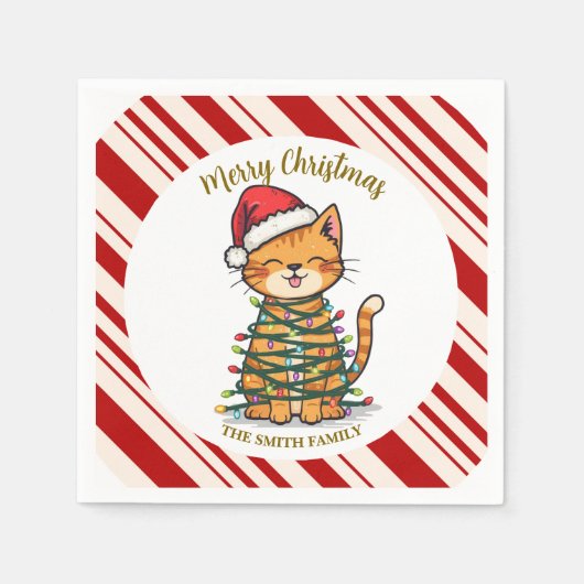 Simple modern merry christmas kitten CatMAS patter Serviette (Vorderseite)