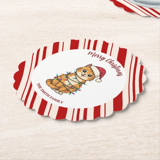 Simple modern merry christmas kitten CatMAS patter Untersetzer (angewinkelt)