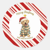 Simple modern merry christmas Lab puppy dog patte Runder Aufkleber (Vorderseite)