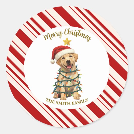 Simple modern merry christmas Lab puppy dog patte Runder Aufkleber (Vorderseite)