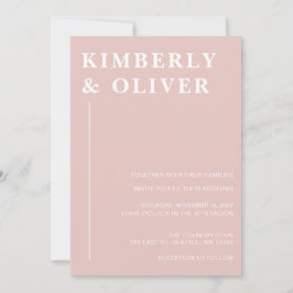 Simple Modern Minimal Blush Wedding Einladung
