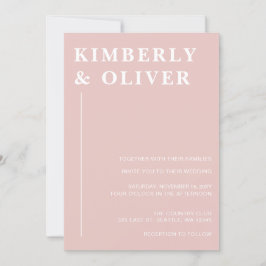 Simple Modern Minimal Blush Wedding Einladung