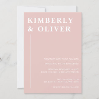 Simple Modern Minimal Blush Wedding Einladung