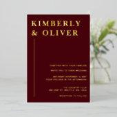 Simple Modern Minimal Burgundy Wedding Folieneinladung (Stehend vorne)