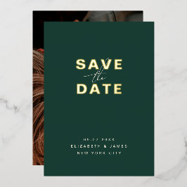Simple Modern Minimal Emerald Green Save The Date Folieneinladung