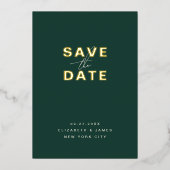 Simple Modern Minimal Emerald Green Save The Date Folieneinladung (Vorderseite)