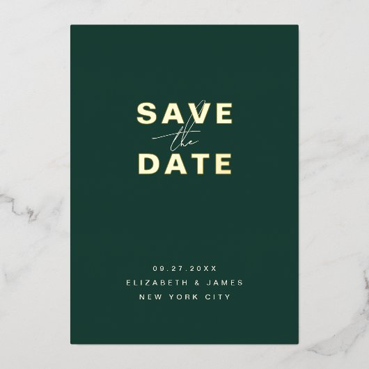 Simple Modern Minimal Emerald Green Save The Date  Folieneinladung (Vorderseite)