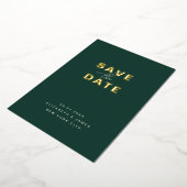 Simple Modern Minimal Emerald Green Save The Date Folieneinladung (Gedreht)