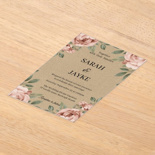 Simple Modern Minimal Green Leaf Wedding Acrylic  Acryleinladungen (Ablage )