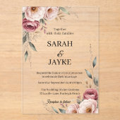 Simple Modern Minimal Green Leaf Wedding Acrylic Acryleinladungen (Vorderseite)