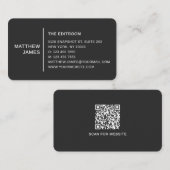 Simple Modern Minimal Matte Black White QR Code Visitenkarte (Vorne/Hinten)