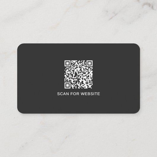Simple Modern Minimal Matte Black White QR Code Visitenkarte (Rückseite)