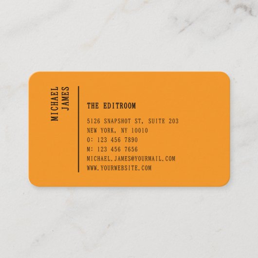 Simple Modern Minimal Orange QR Code Visitenkarte (Vorderseite)